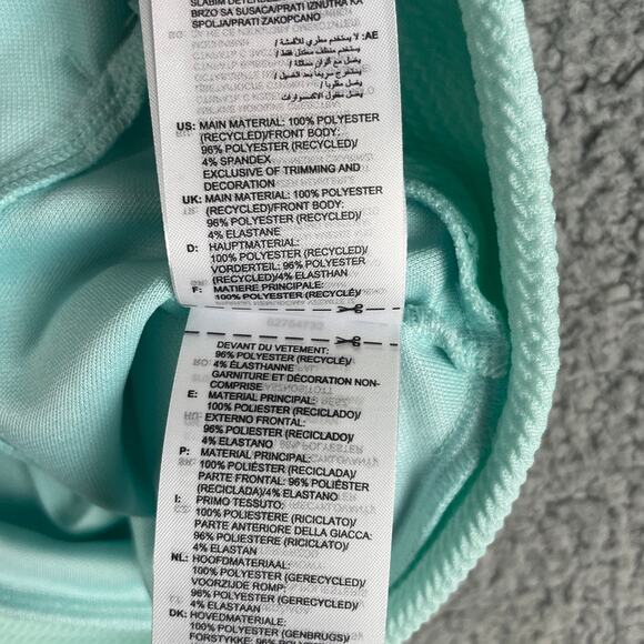 Adidas Pebble Beach Women's Medium Flash Aqua Textured Zip Layer Jacket IA3511 - Picture 12 of 13